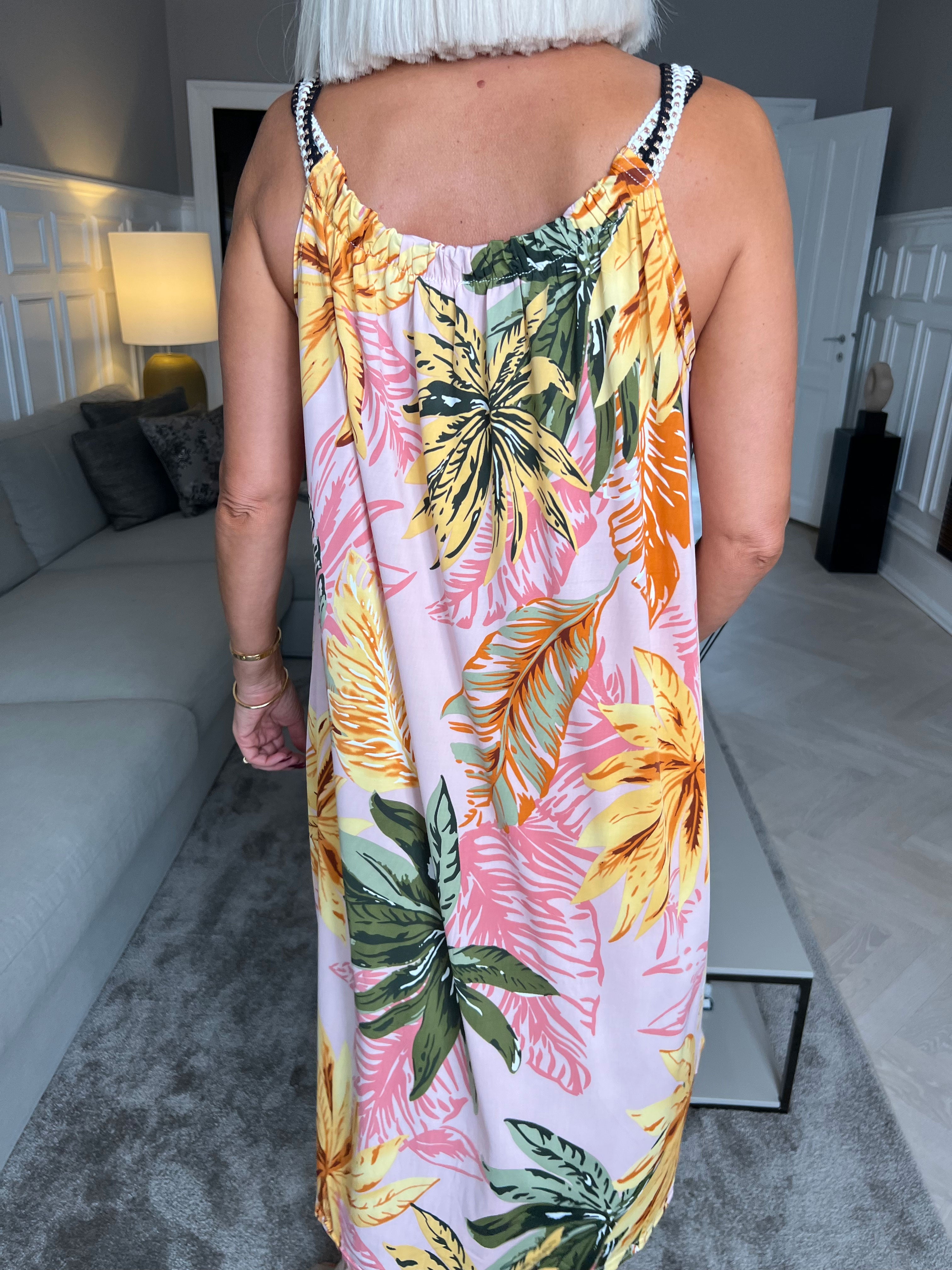 Asta Leaf - Elastisk stropkjole med blomsterprint